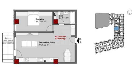 Apartment for rent 2 rooms, APCJ355748-9